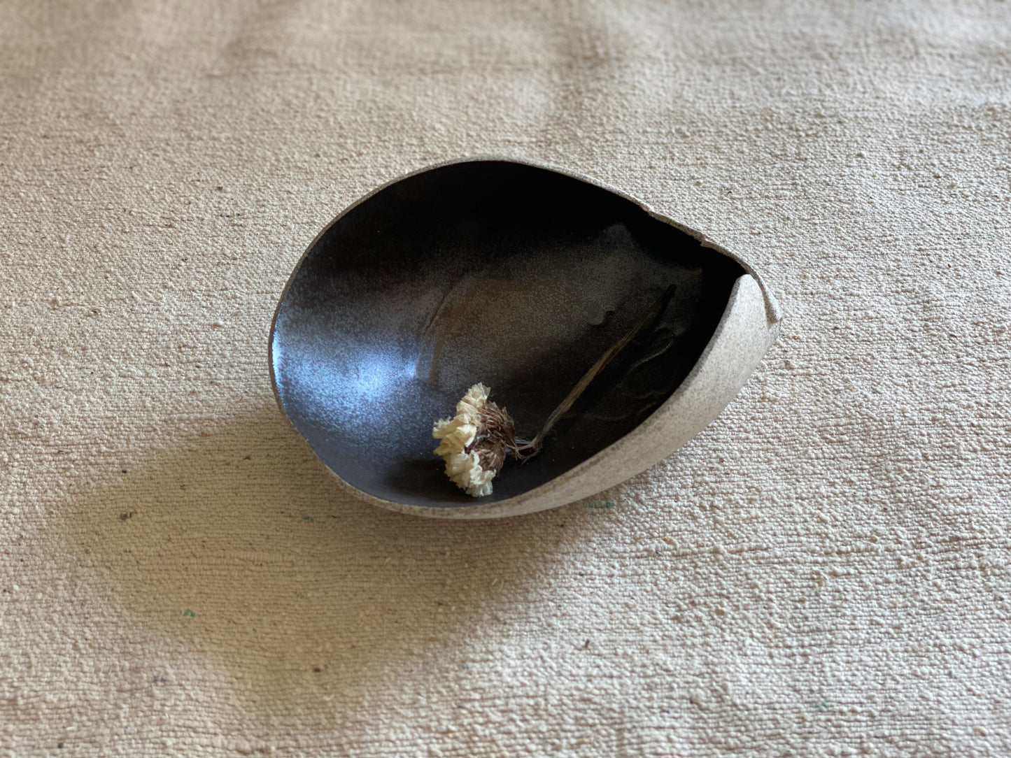 7" Grey and Metallic Glaze Stoneware Bowl