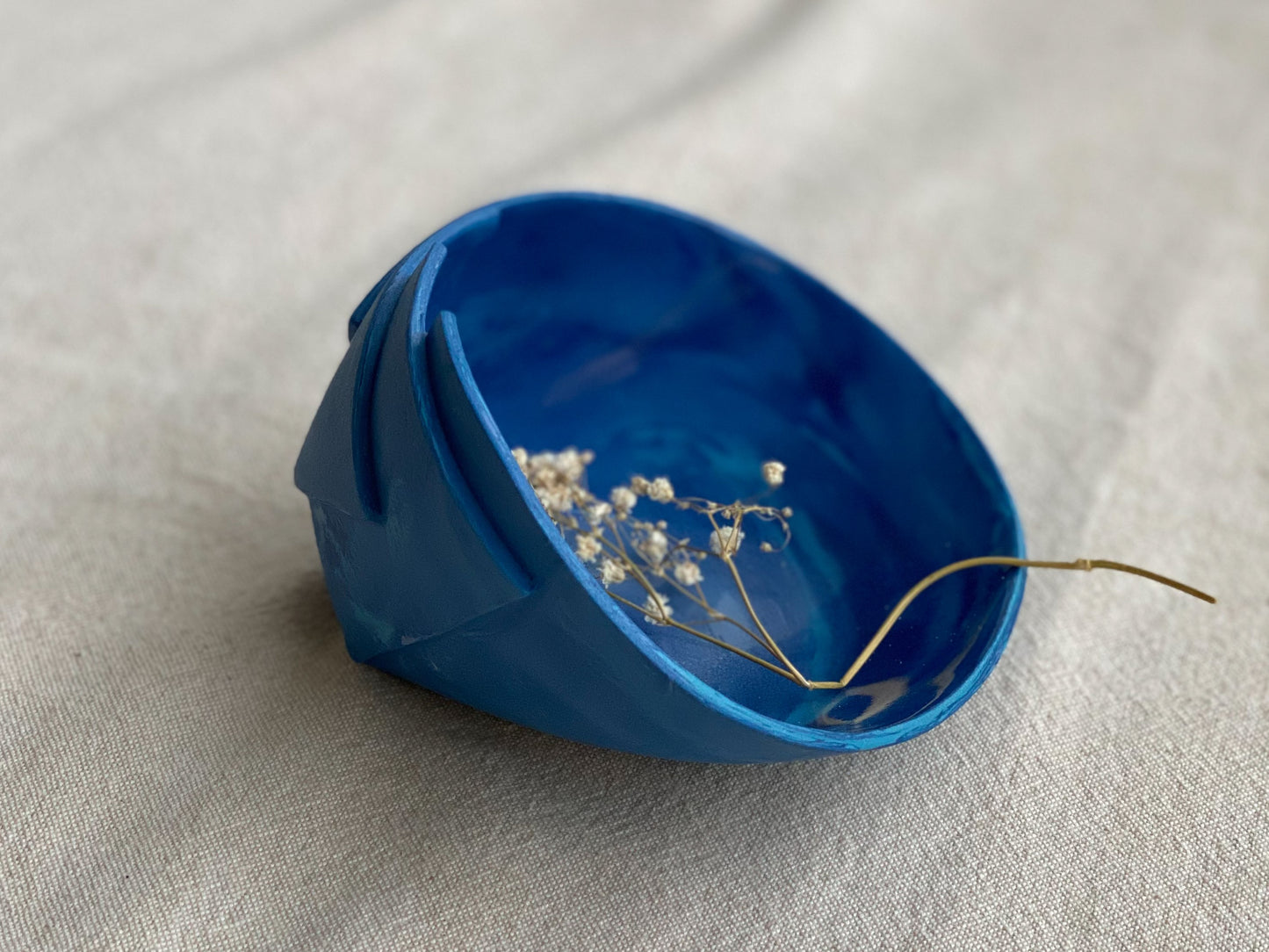 Set of 2 Blue and White Nerikomi Porcelain Bowls