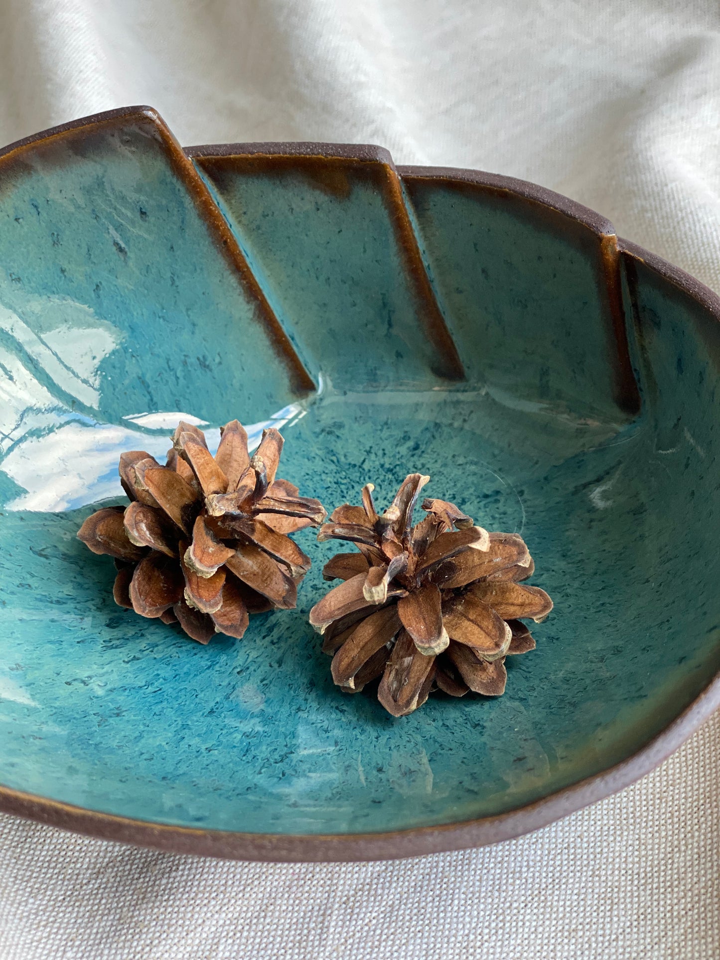 6" Turquoise and Brown Bowl