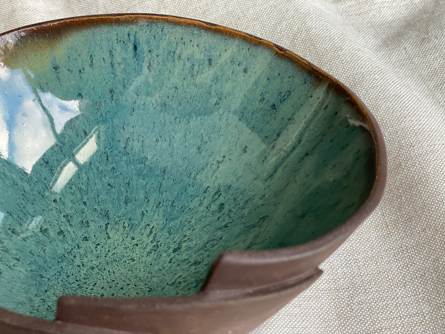 6" Turquoise and Brown Bowl