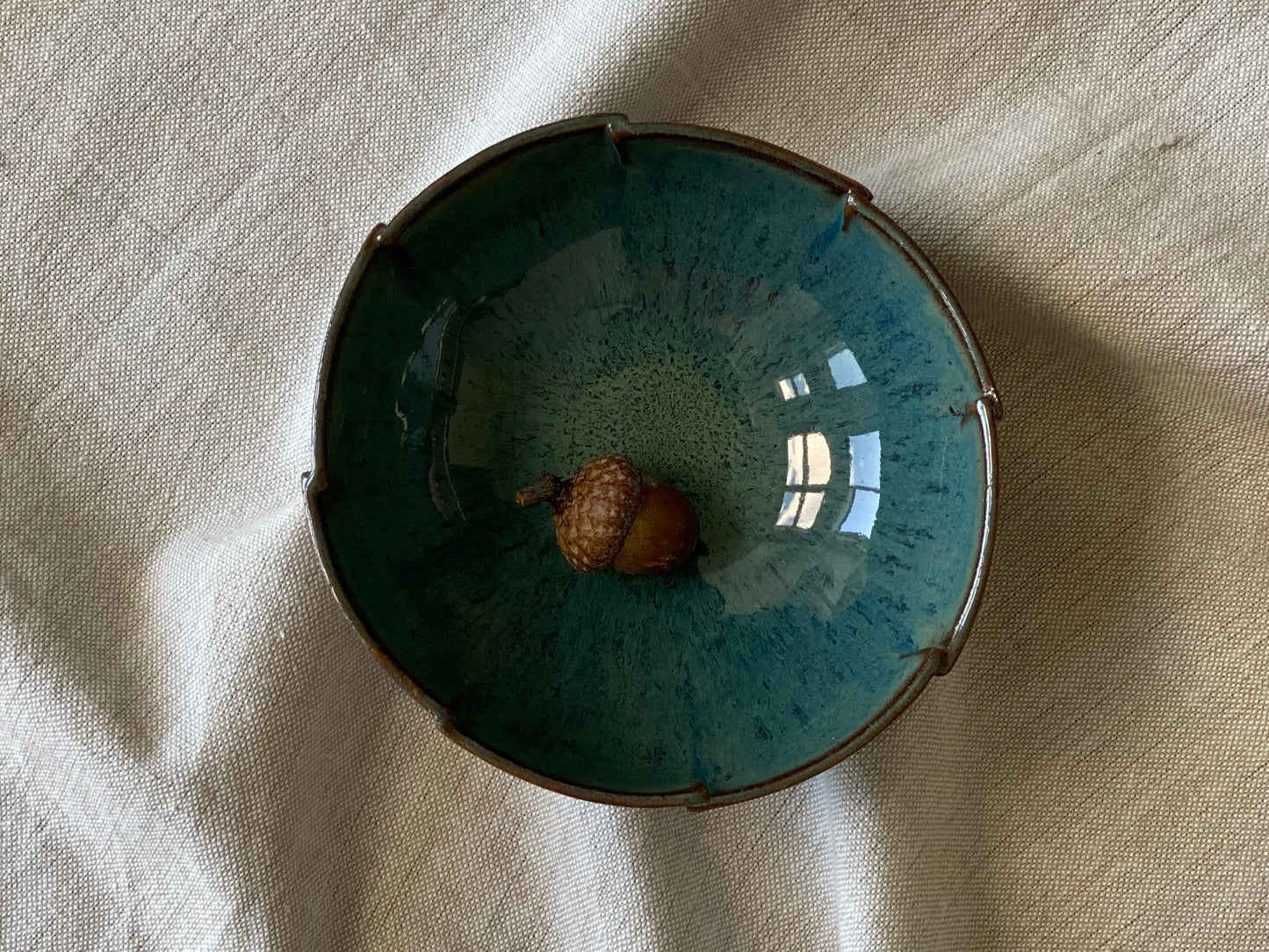 Turquoise and Brown Stoneware Bowl