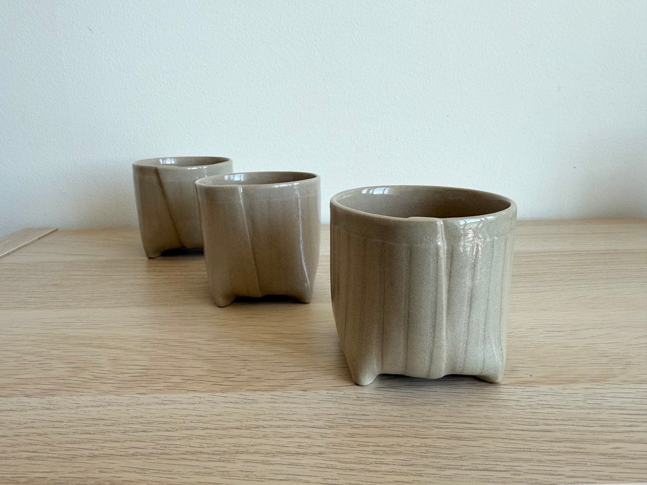 Beige Fluted Yunomi | 8 oz + 9 oz