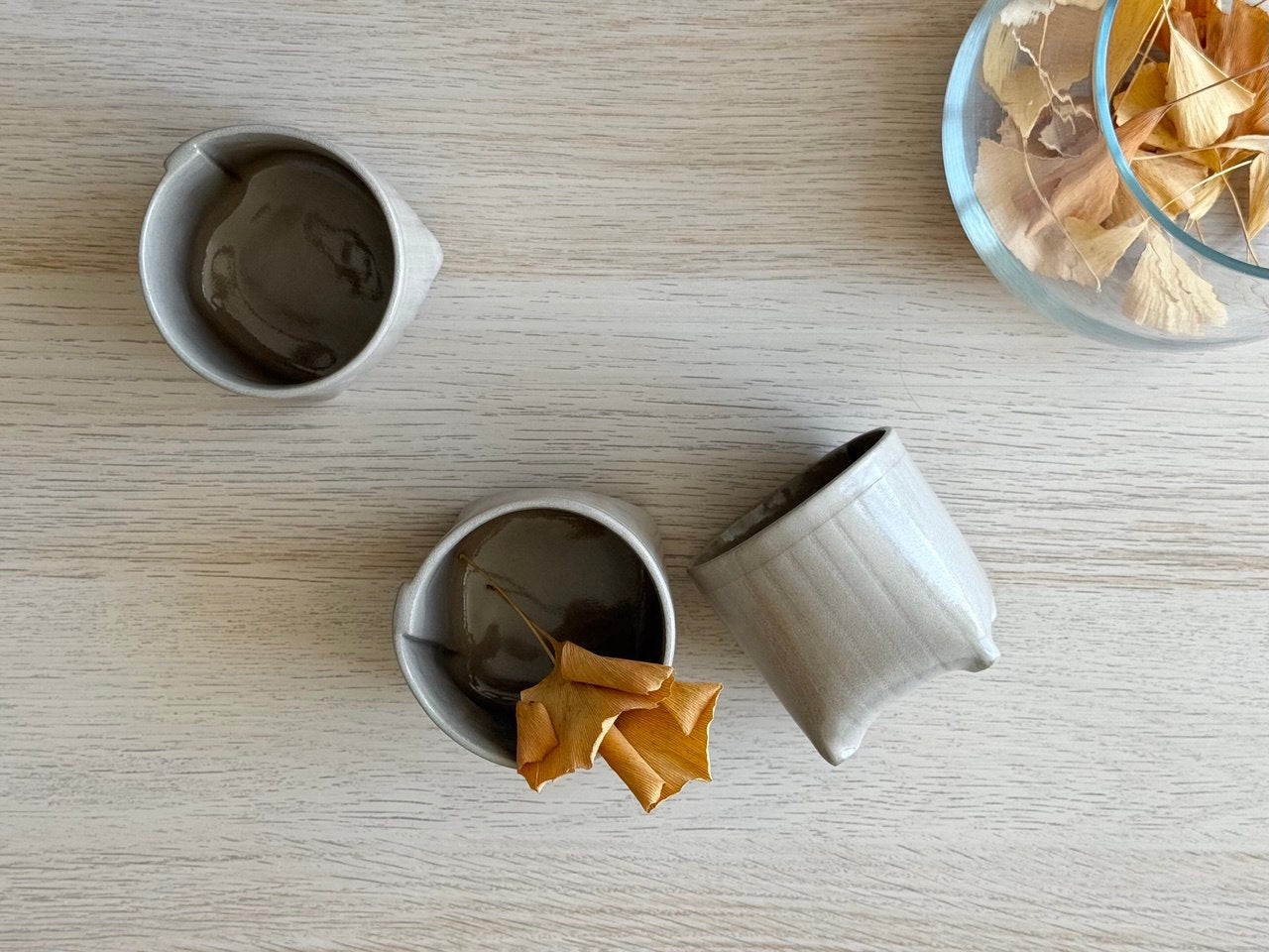 Beige Fluted Yunomi | 8 oz + 9 oz