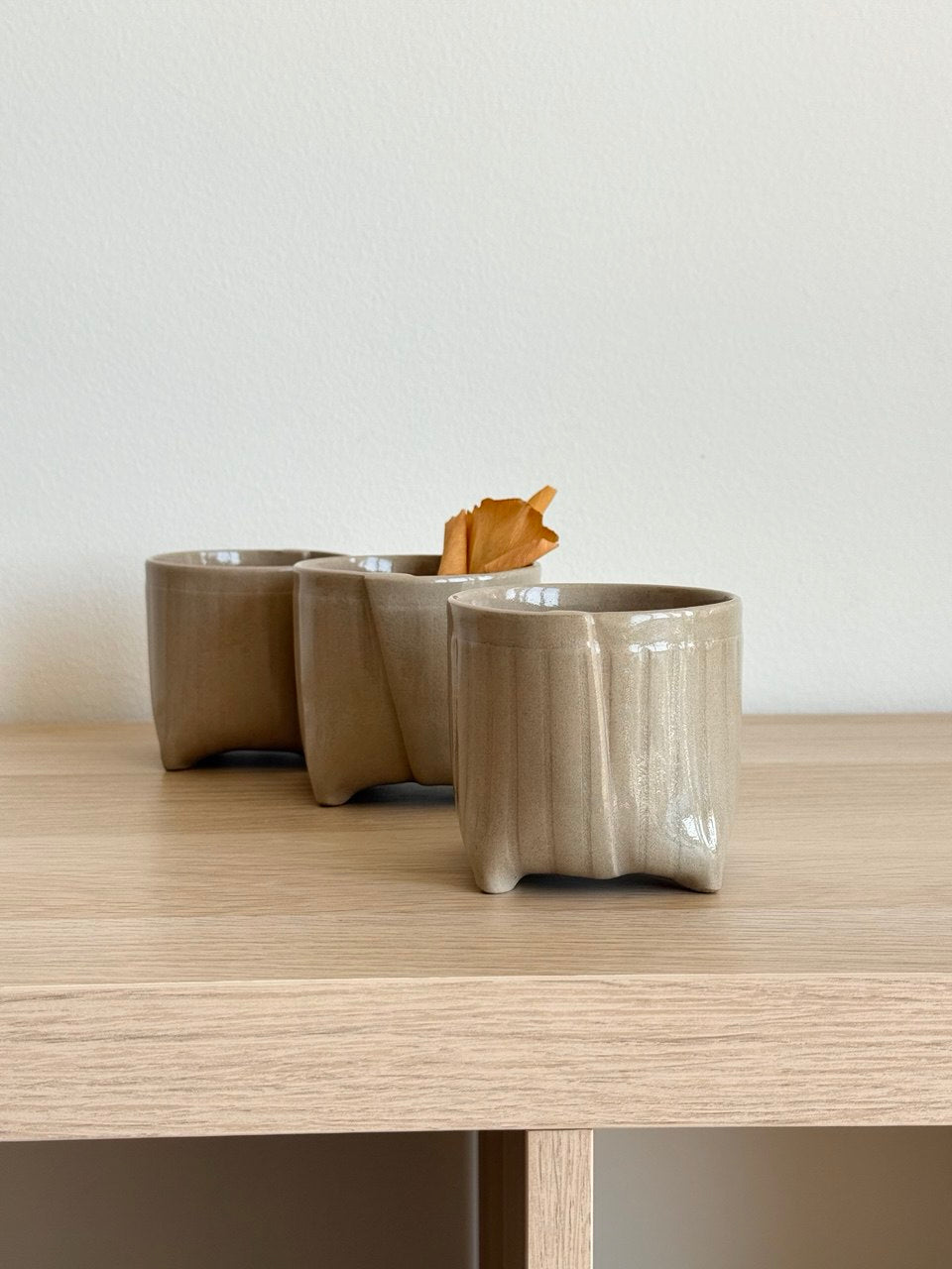 Beige Fluted Yunomi | 8 oz + 9 oz