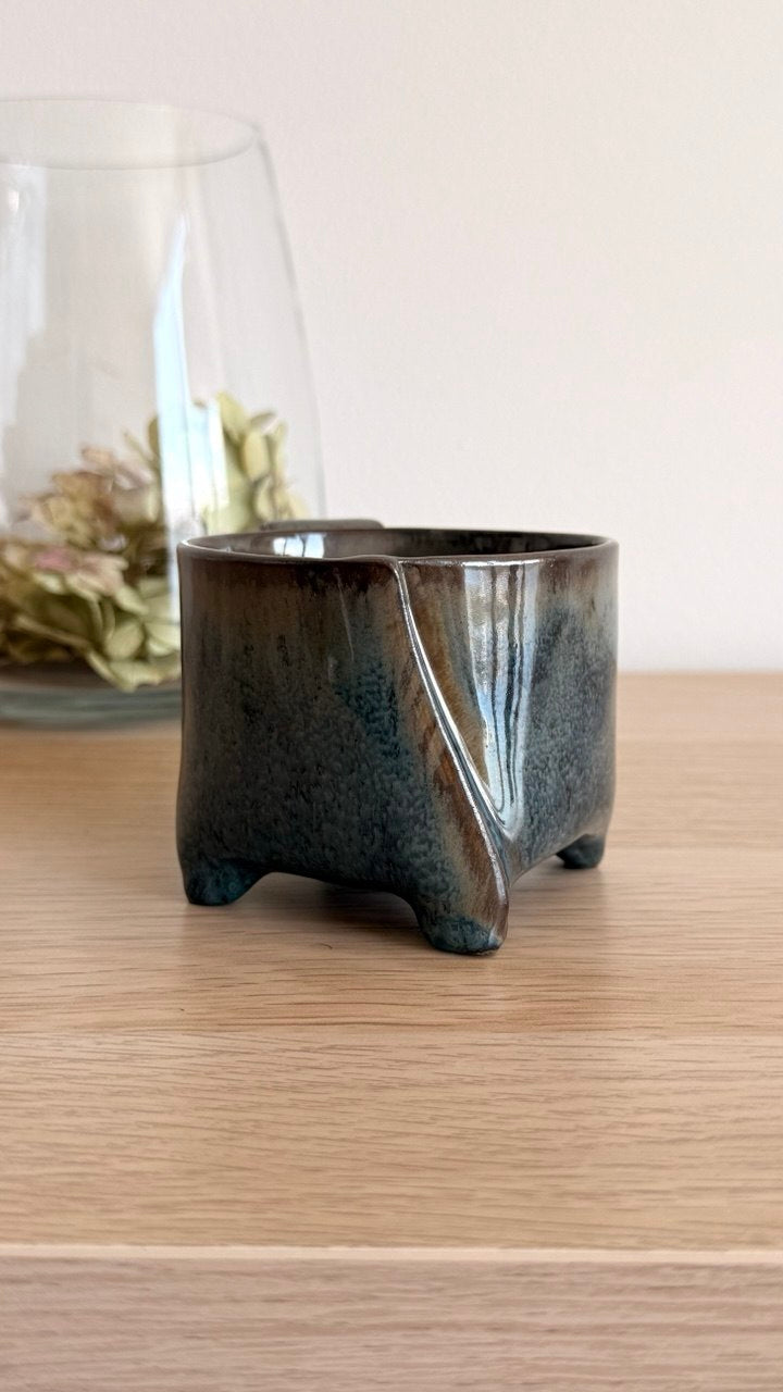 Blue Grey Yunomi Tea Cup with Handle| 7oz
