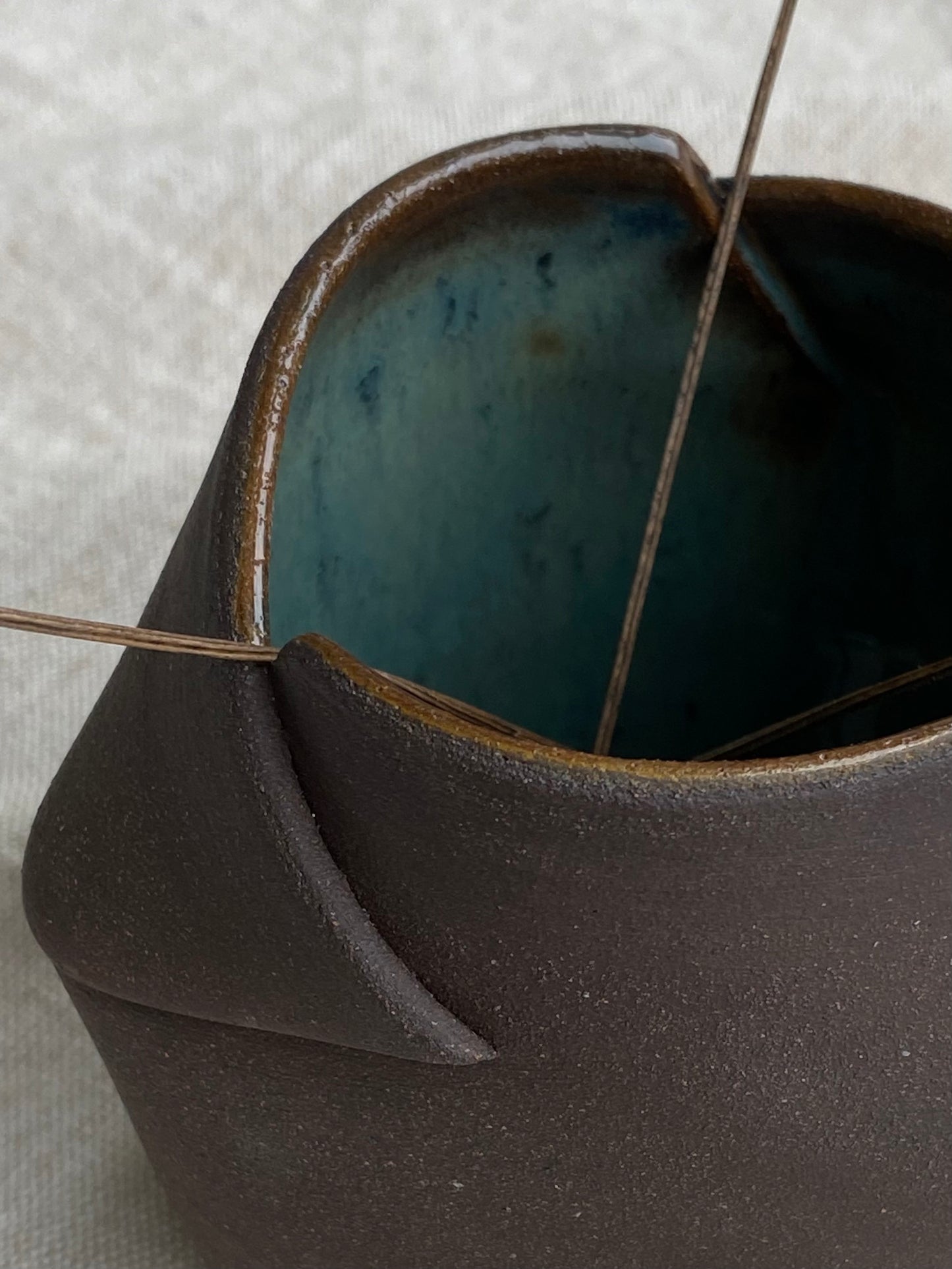 Burnt Umber and Turquoise Mini Bud Vase
