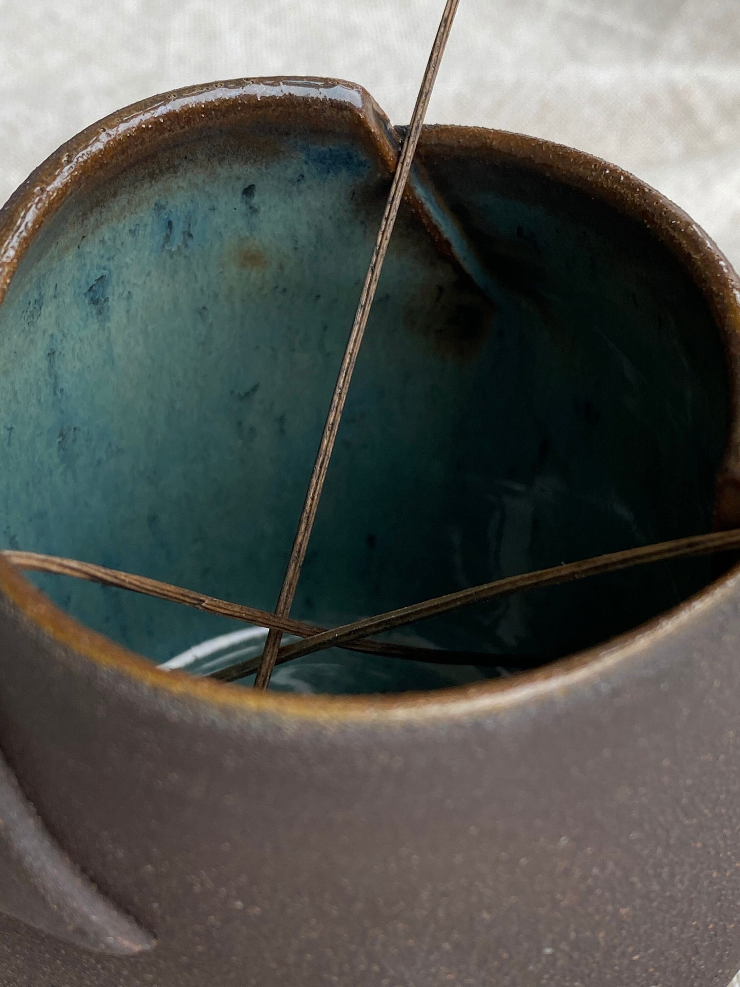 Burnt Umber and Turquoise Mini Bud Vase