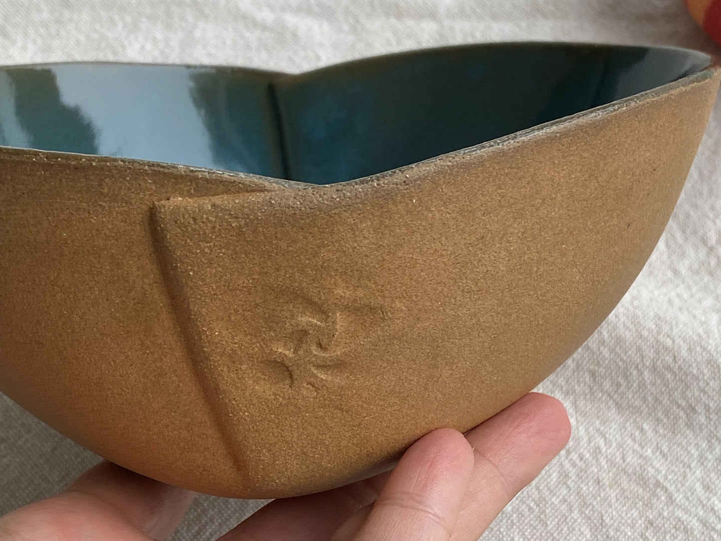 Beige and Deep Blue Ceramic Bowl