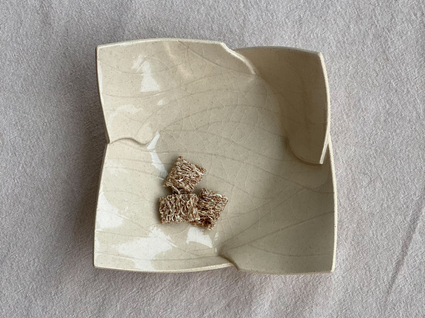 Beige Crackle Glaze Stoneware Serving Dish