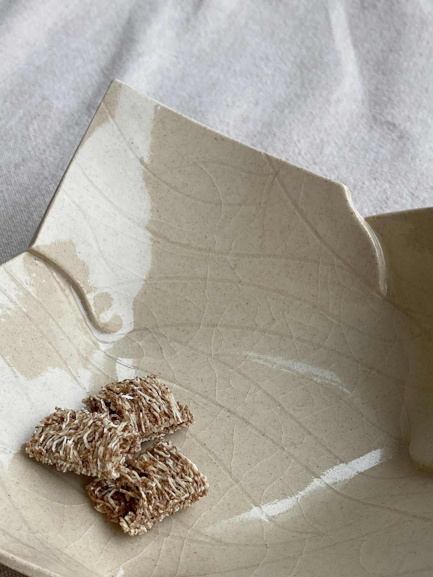 Beige Crackle Glaze Stoneware Serving Dish