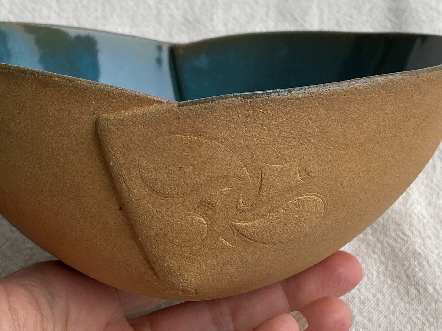 Beige and Deep Blue Ceramic Bowl