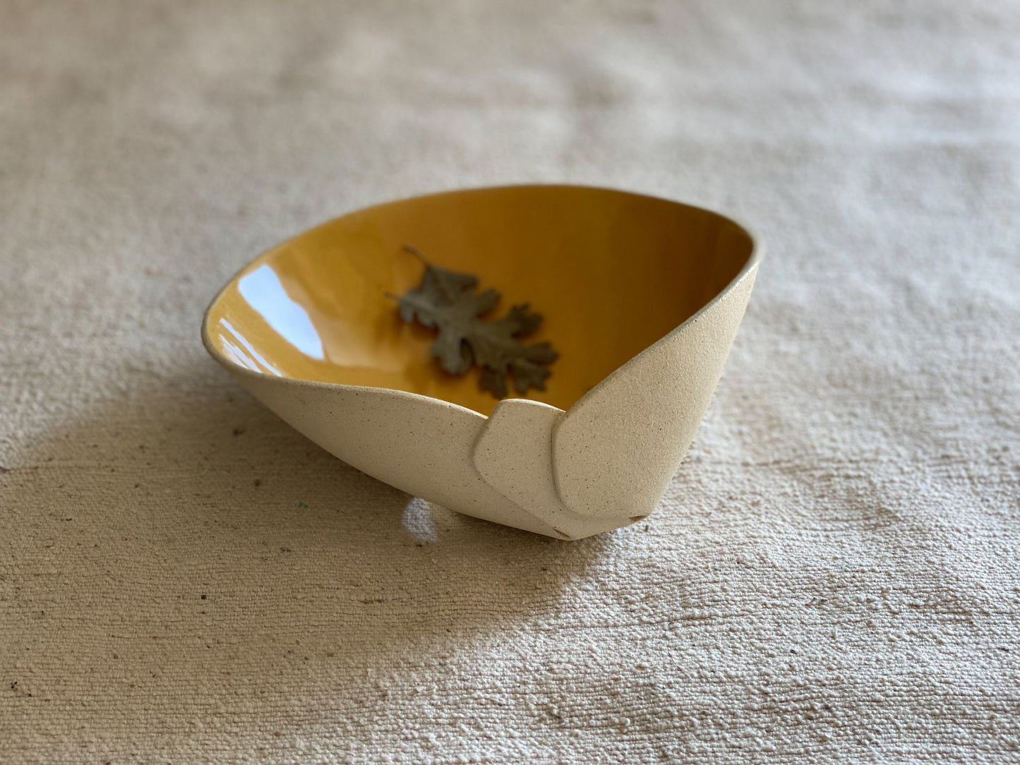 Yellow Leaf Design Ceramic Bowl