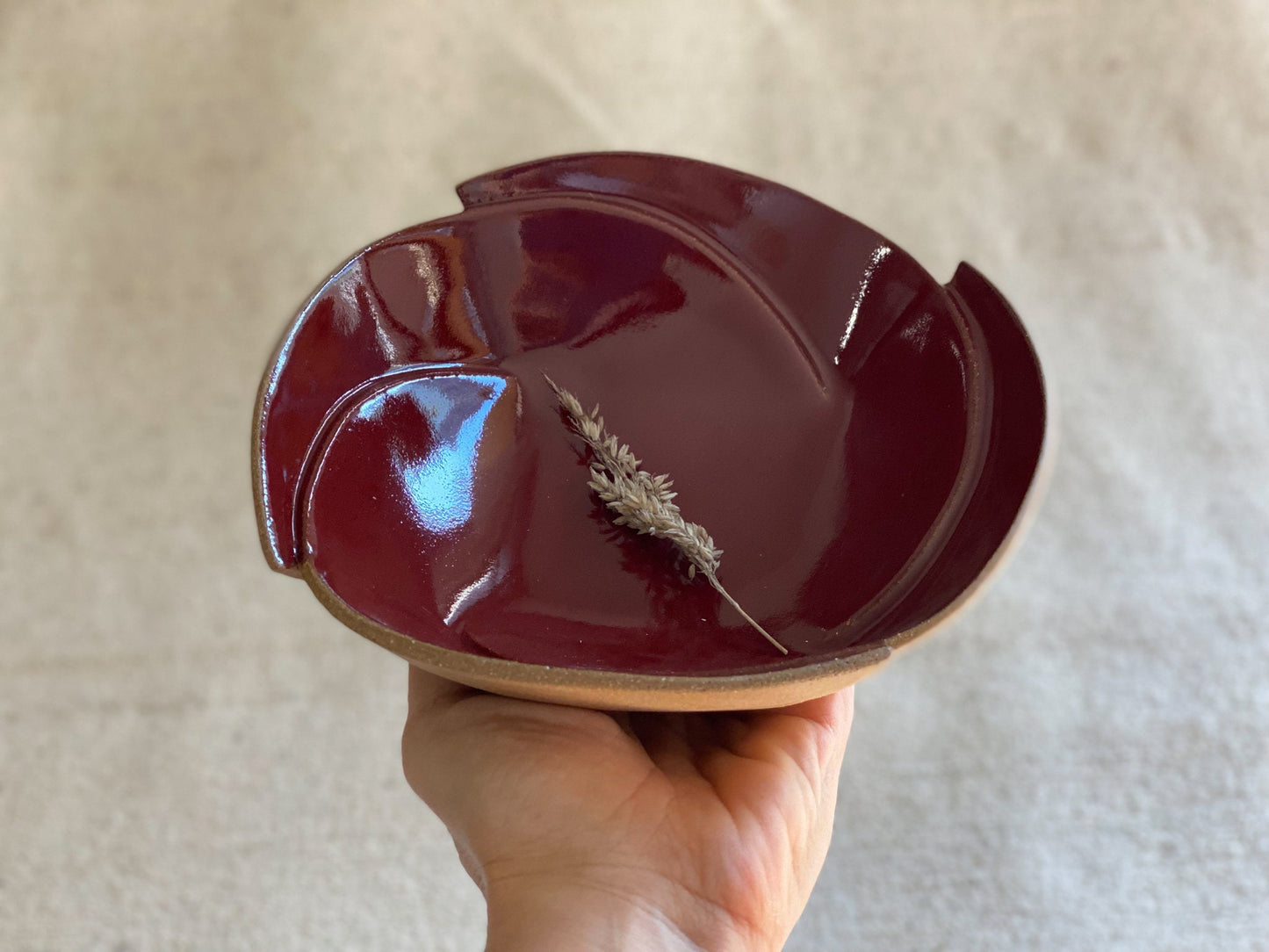 6" Round Burgundy Bowl