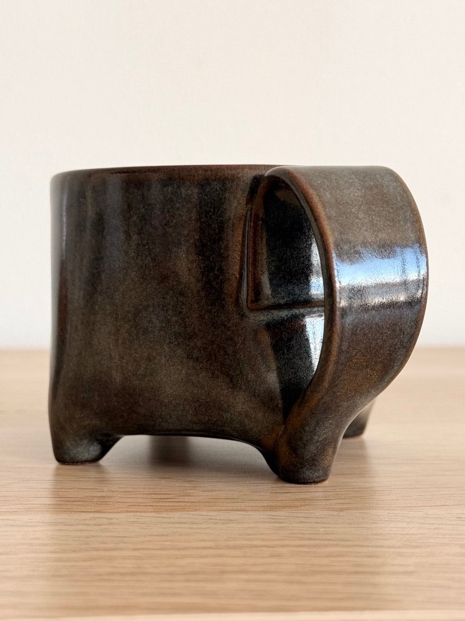 Metallic Wavy Yunomi Tea Cup with Handle| 7oz