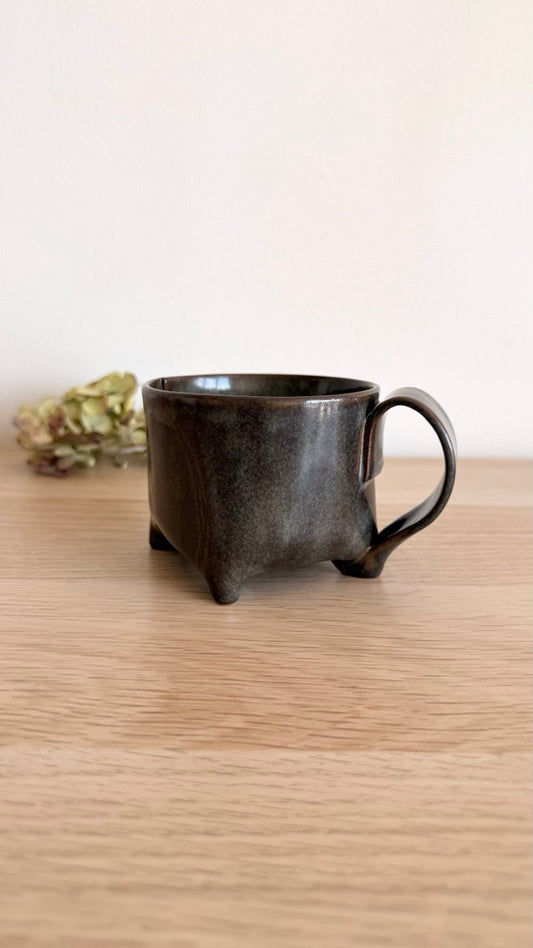Metallic Wavy Yunomi Tea Cup with Handle| 7oz