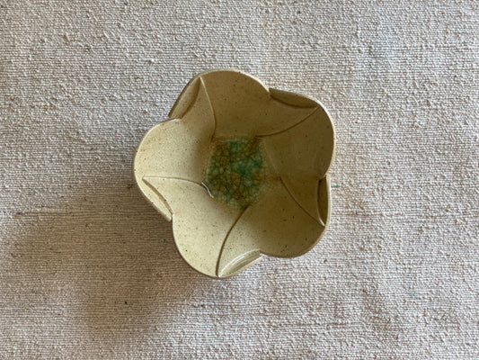 Crackle Beige and Green Ice Cream Bowl