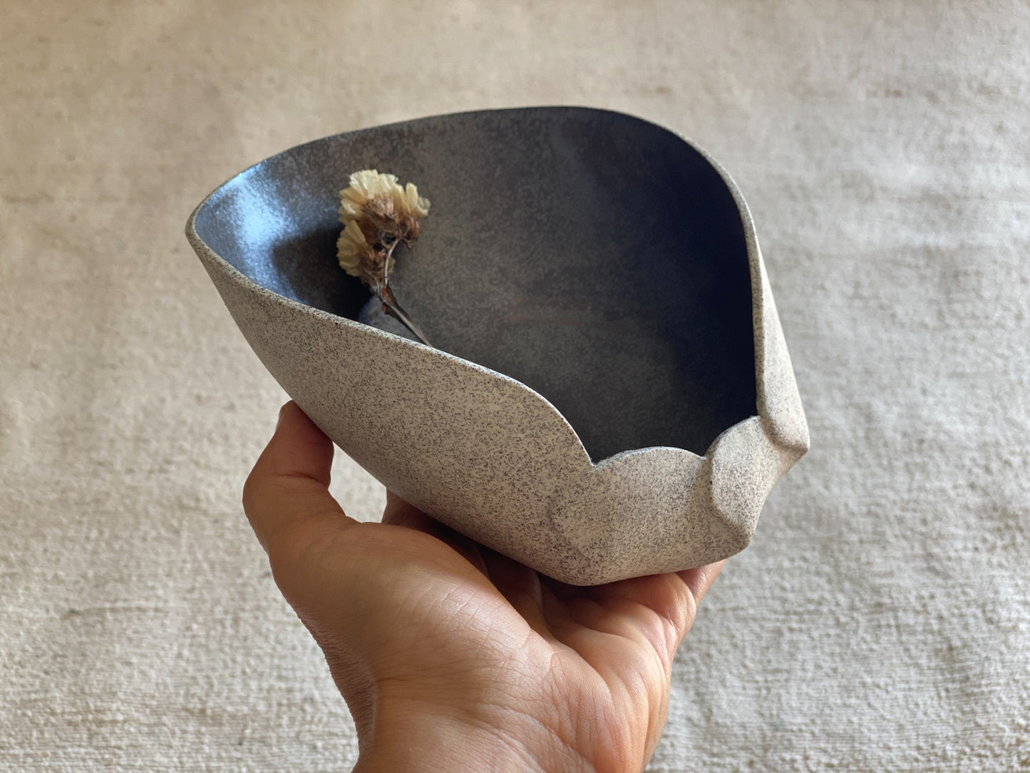 7" Grey and Metallic Glaze Stoneware Bowl