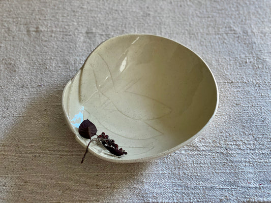 8" Floral White Stoneware Bowl