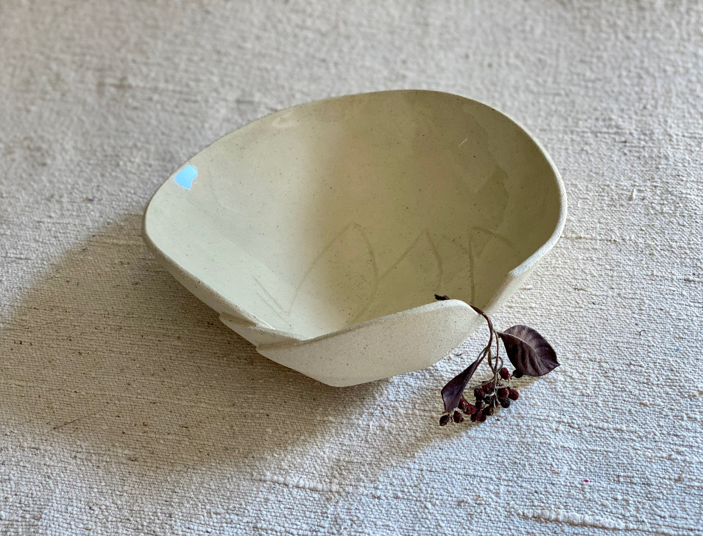 8" Floral White Stoneware Bowl