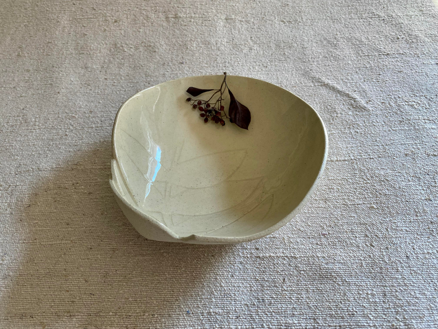 8" Floral White Stoneware Bowl