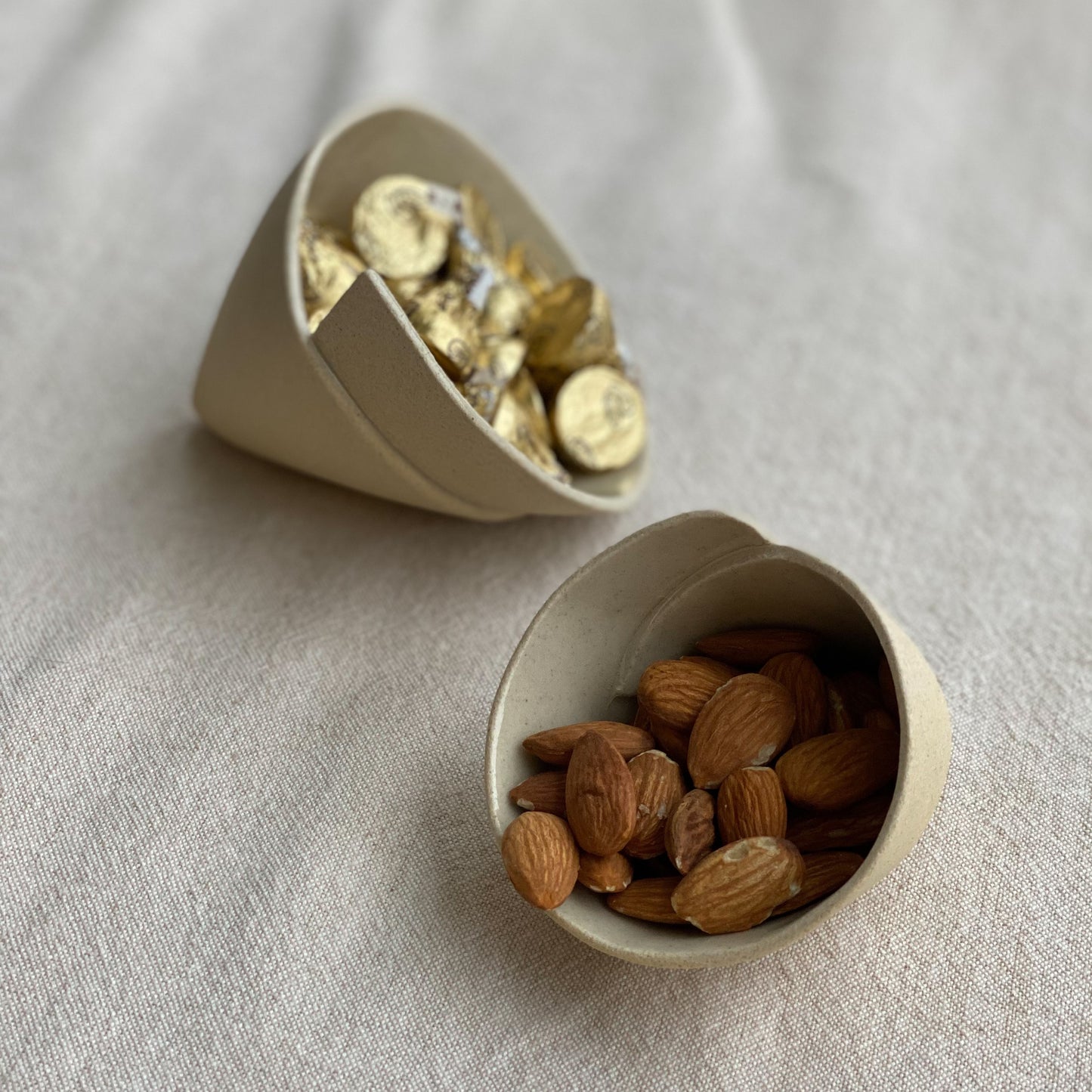 Set of 2 Beige Cone Bowls