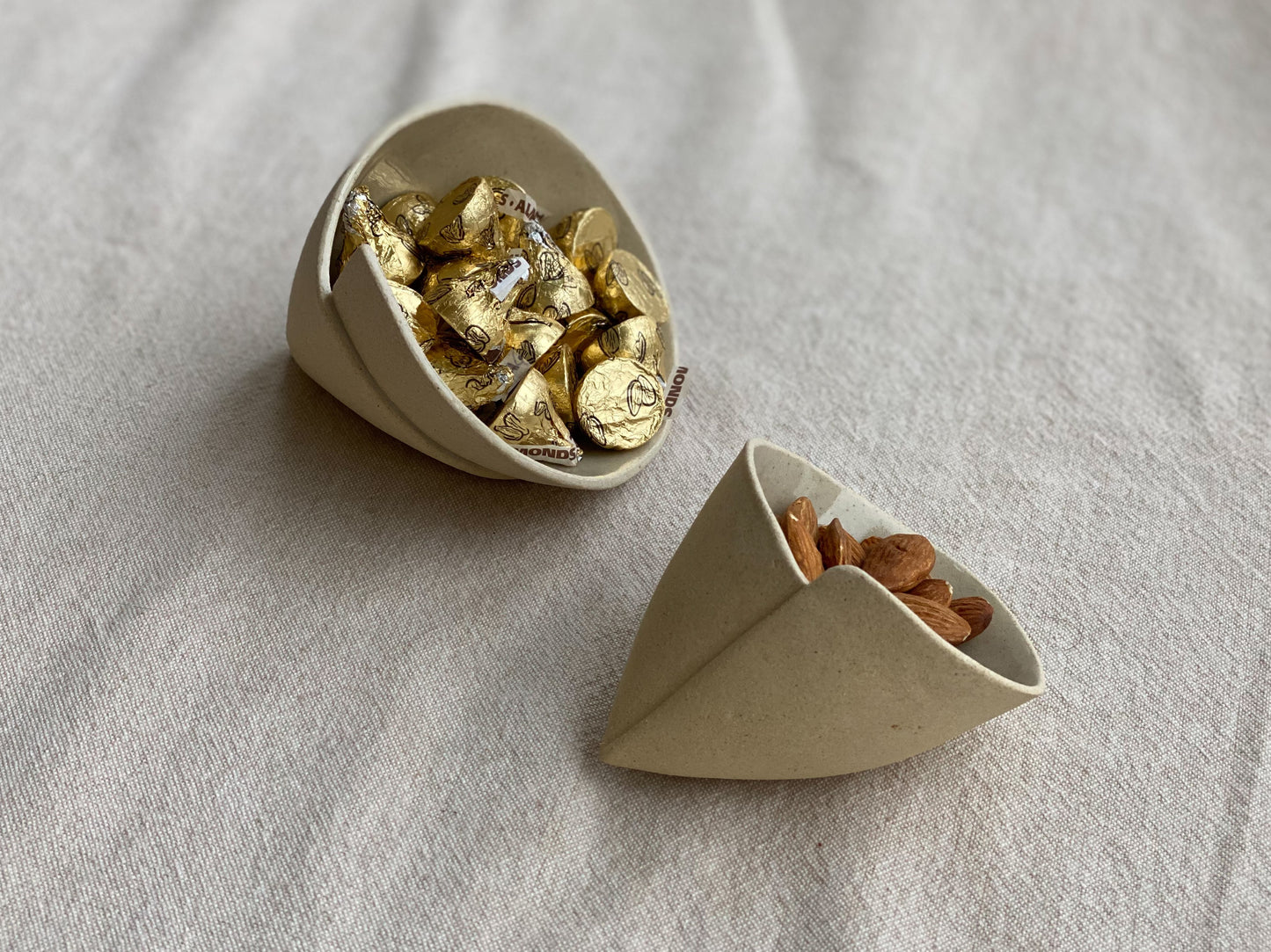 Set of 2 Beige Cone Bowls