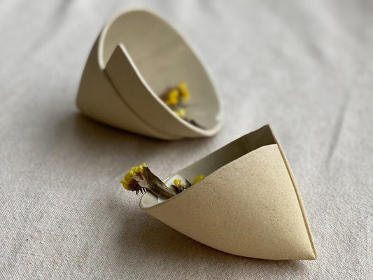 Set of 2 Beige Cone Bowls