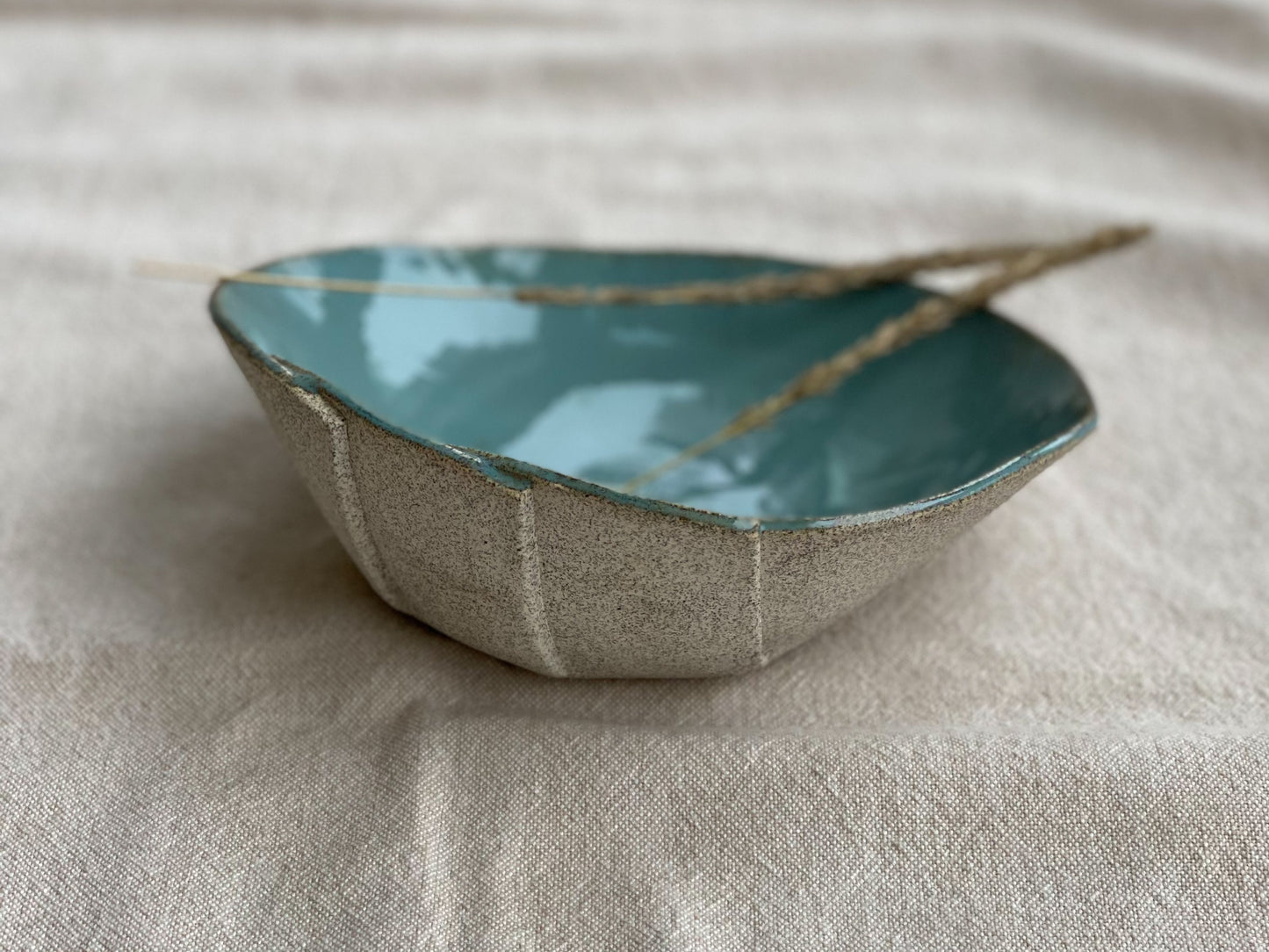 6 1/2" Speckled Grey and Blue Bowl