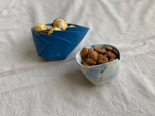 Set of 2 Blue and White Nerikomi Porcelain Bowls