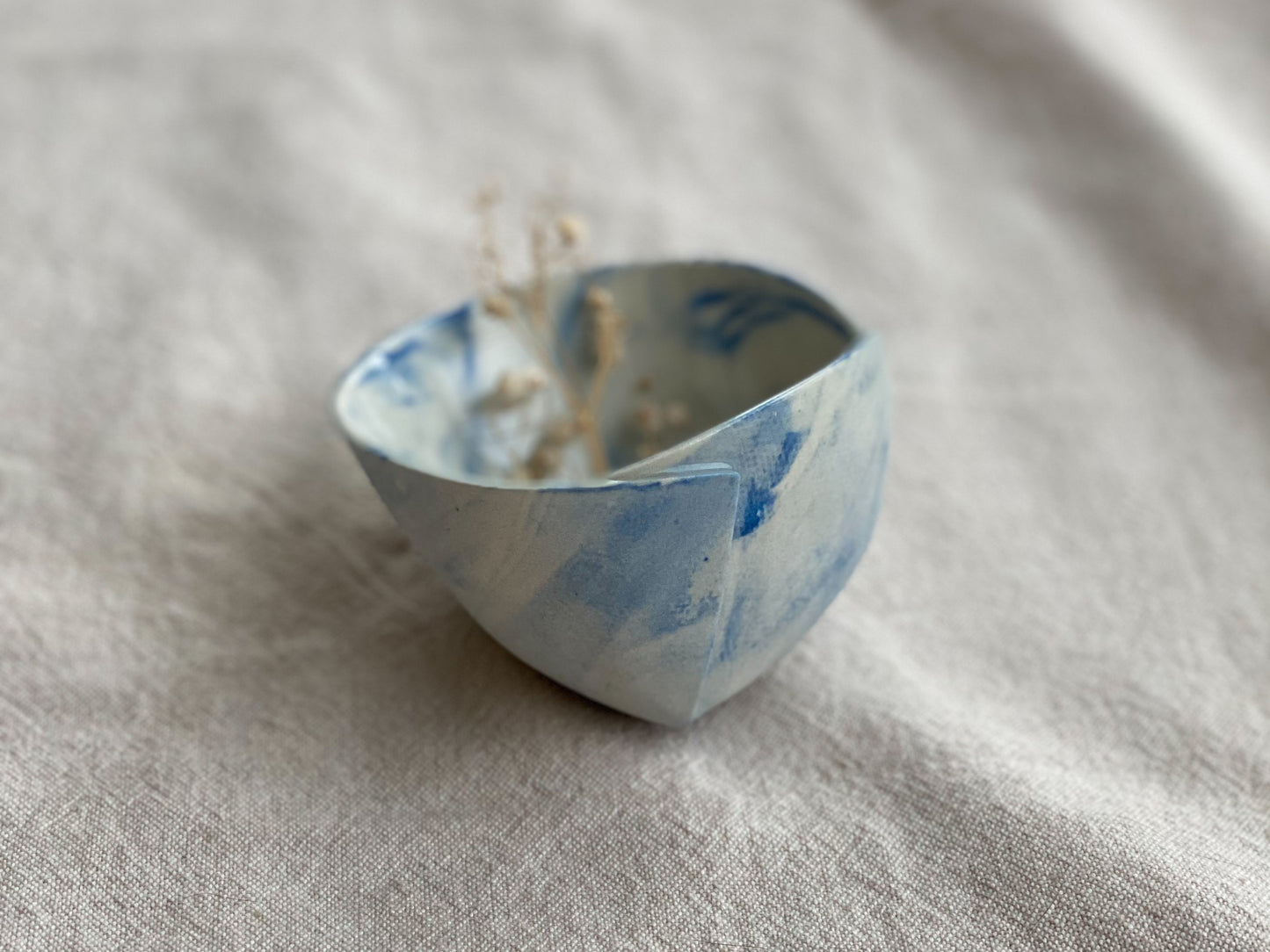 Set of 2 Blue and White Nerikomi Porcelain Bowls