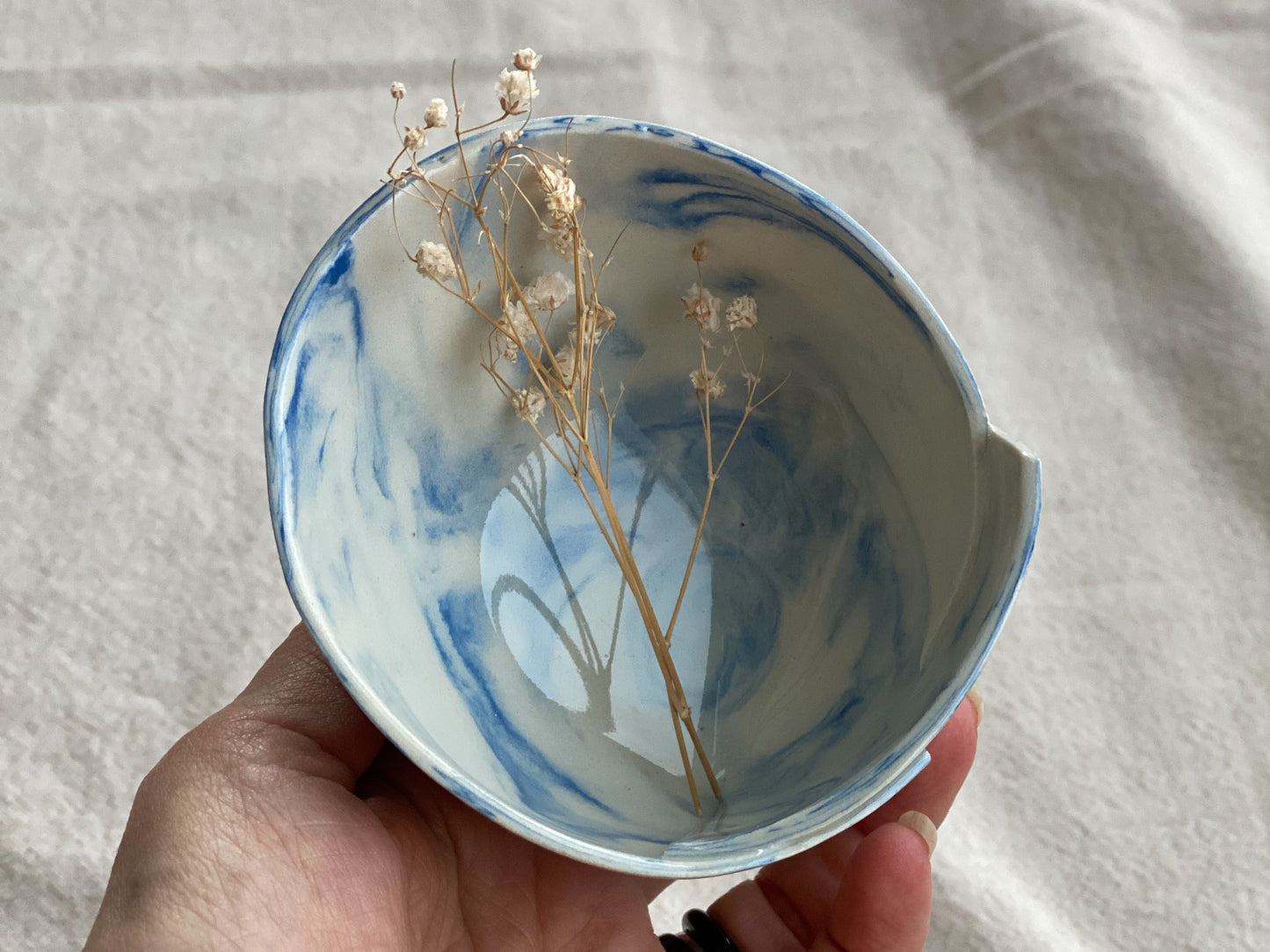 Set of 2 Blue and White Nerikomi Porcelain Bowls