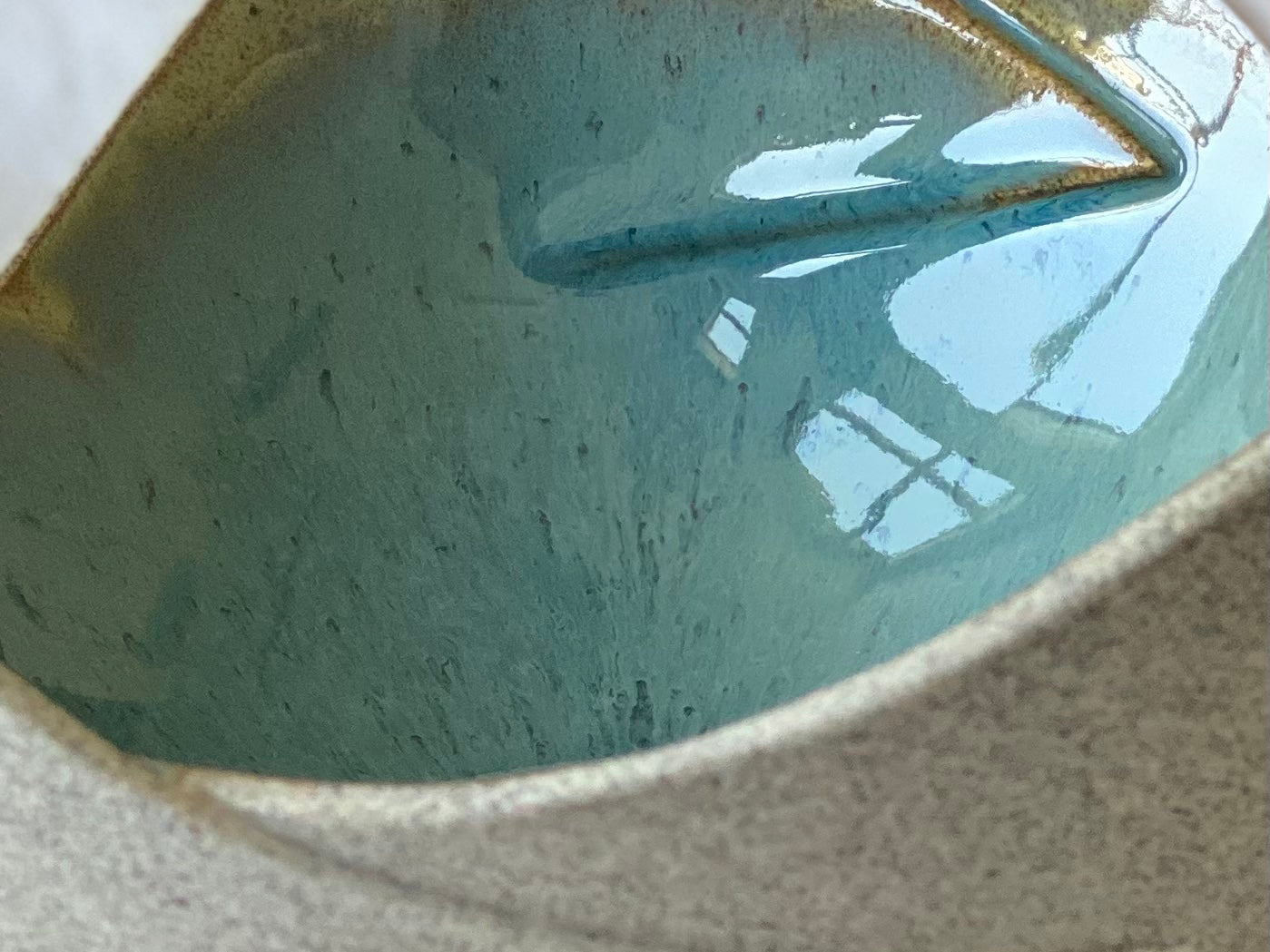 7" Speckled Grey and Turquoise Bowl