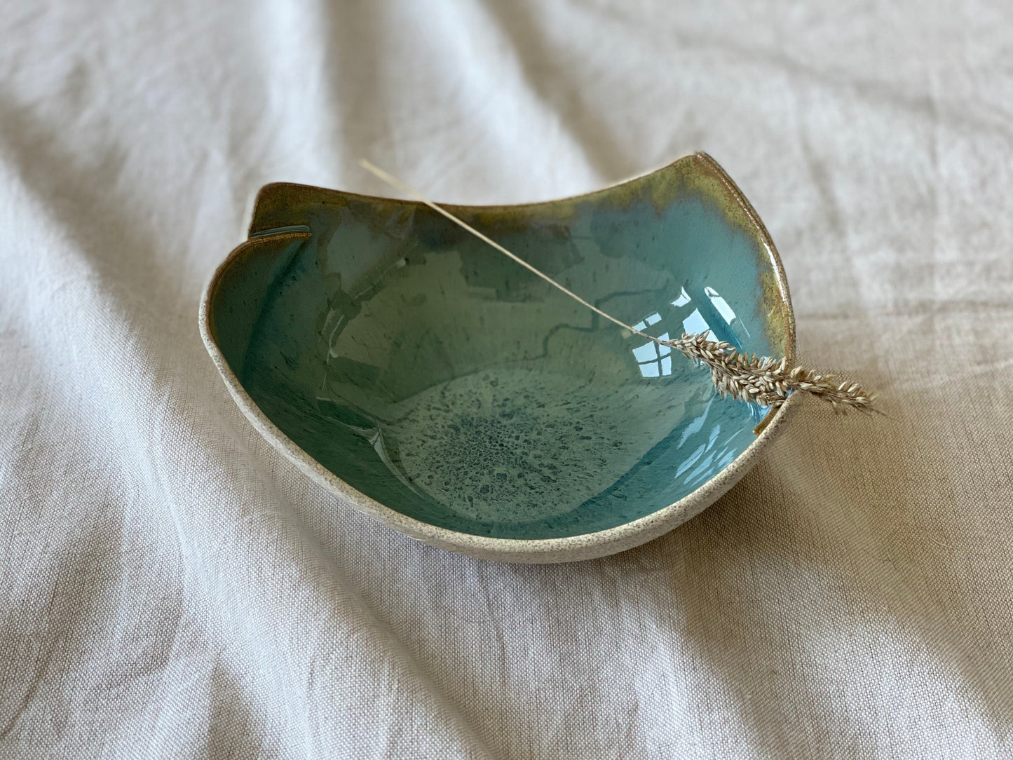 7" Speckled Grey and Turquoise Bowl