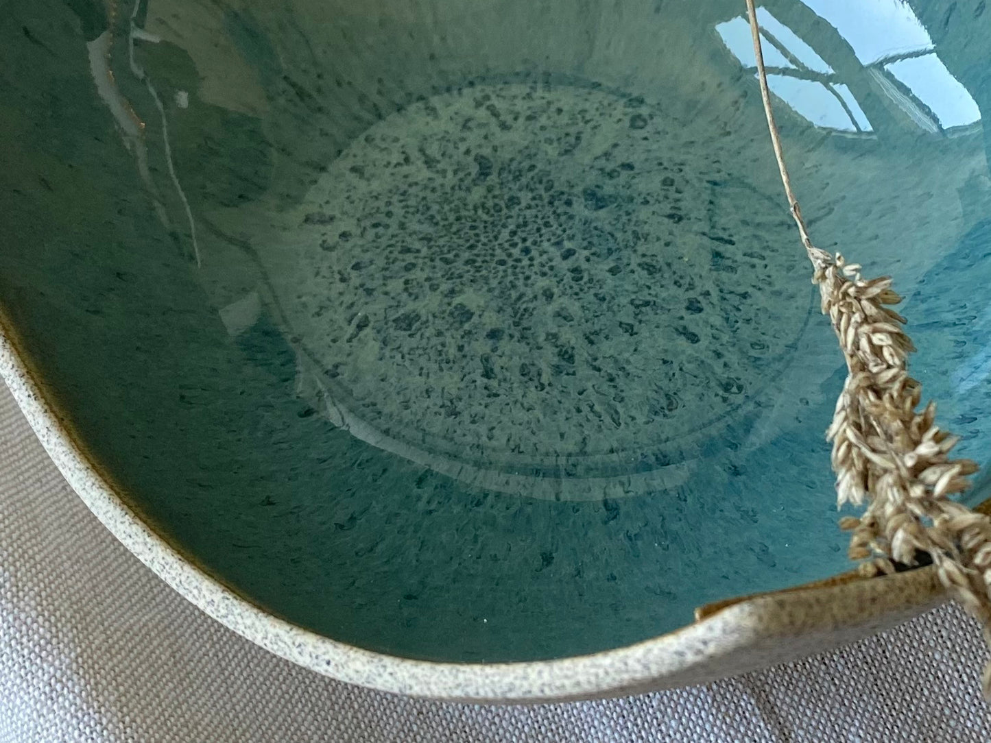 7" Speckled Grey and Turquoise Bowl