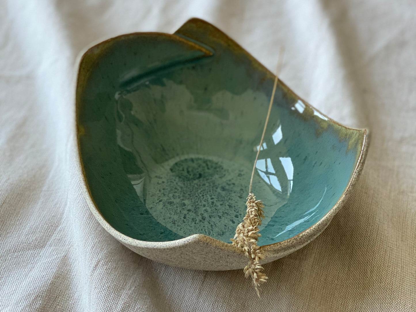 7" Speckled Grey and Turquoise Bowl