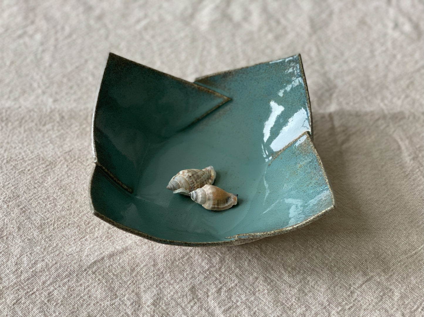 6" Square Turquoise Bowl