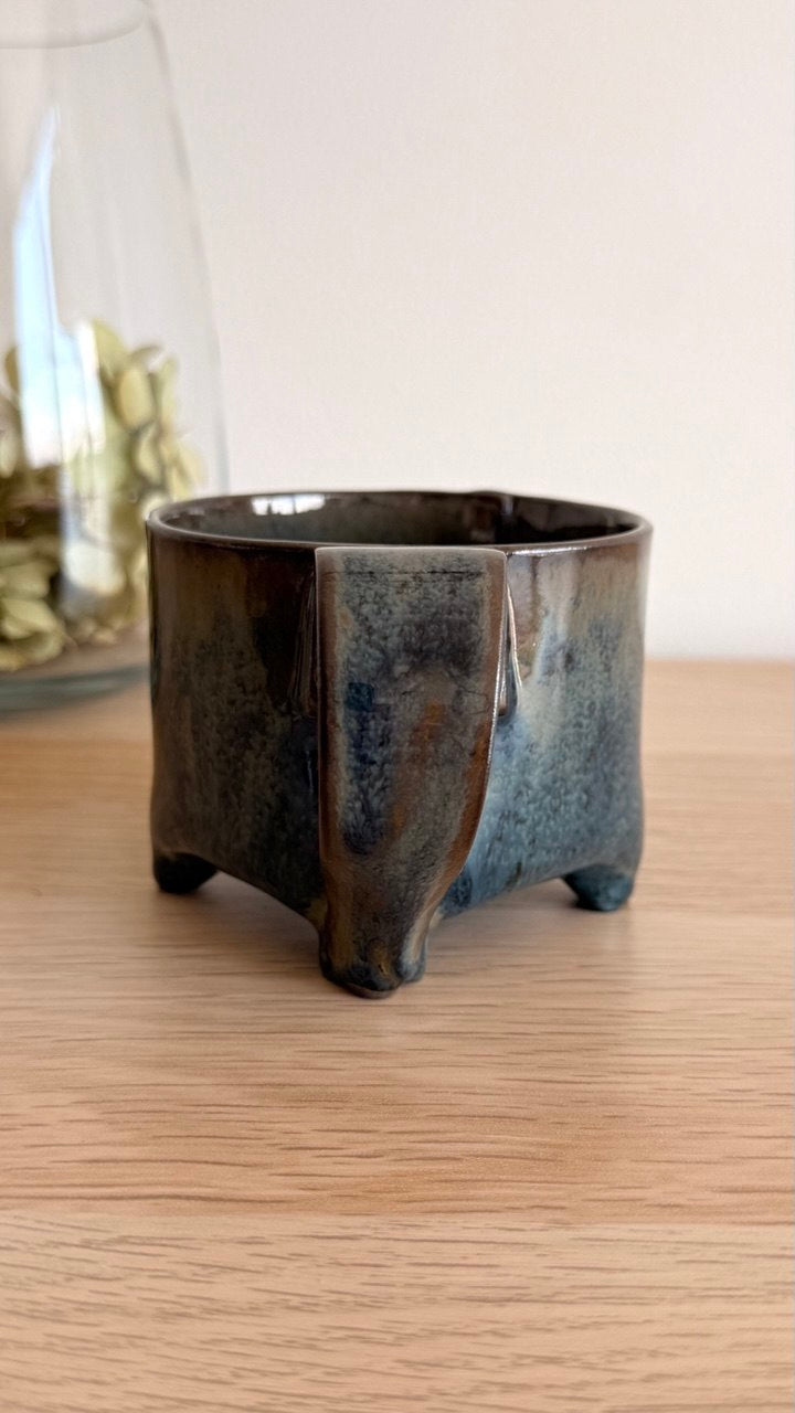 Blue Grey Yunomi Tea Cup with Handle| 7oz