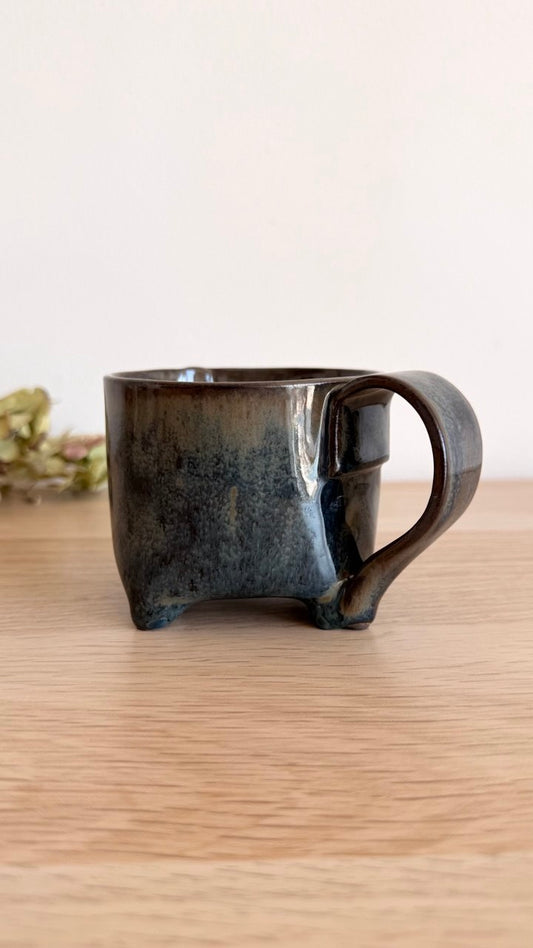 Blue Grey Yunomi Tea Cup with Handle| 7oz