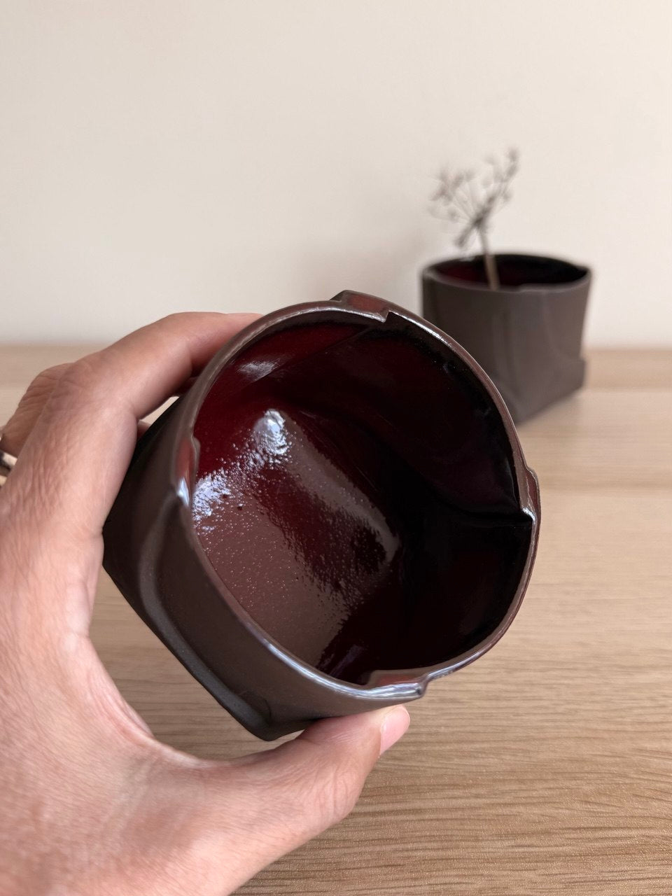Deep Red Leafy Tumbler | 8 oz