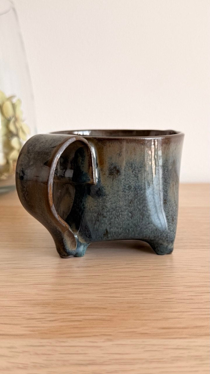 Blue Grey Yunomi Tea Cup with Handle| 7oz
