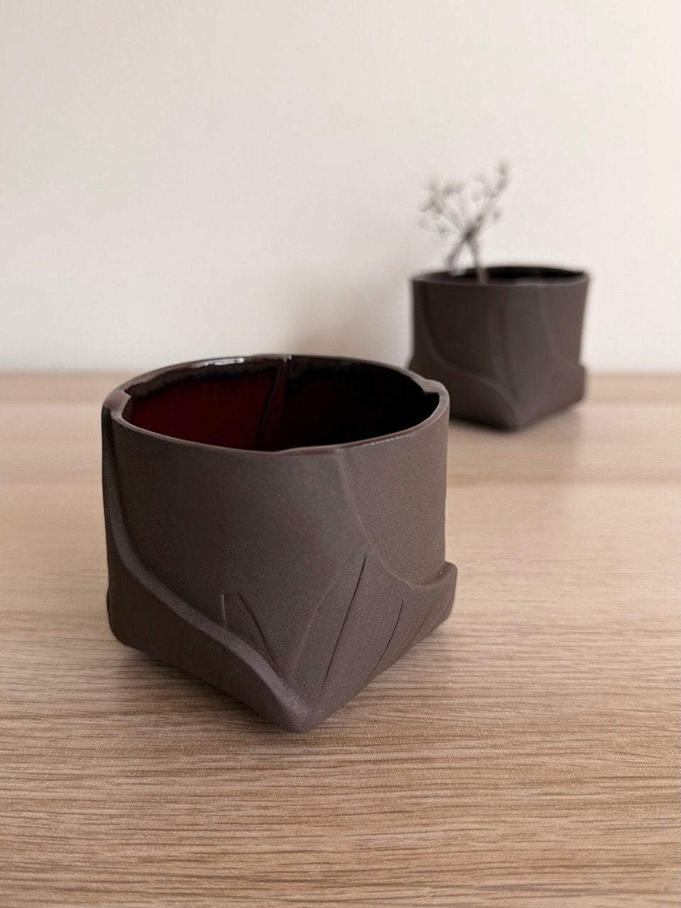 Deep Red Leafy Tumbler | 8 oz