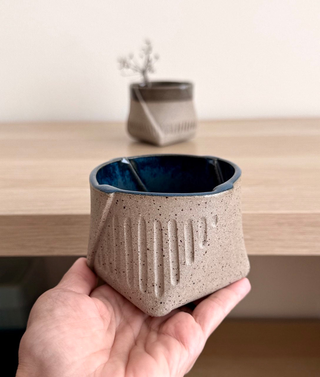 Blue Gray Fluted Tumbler | 8 oz