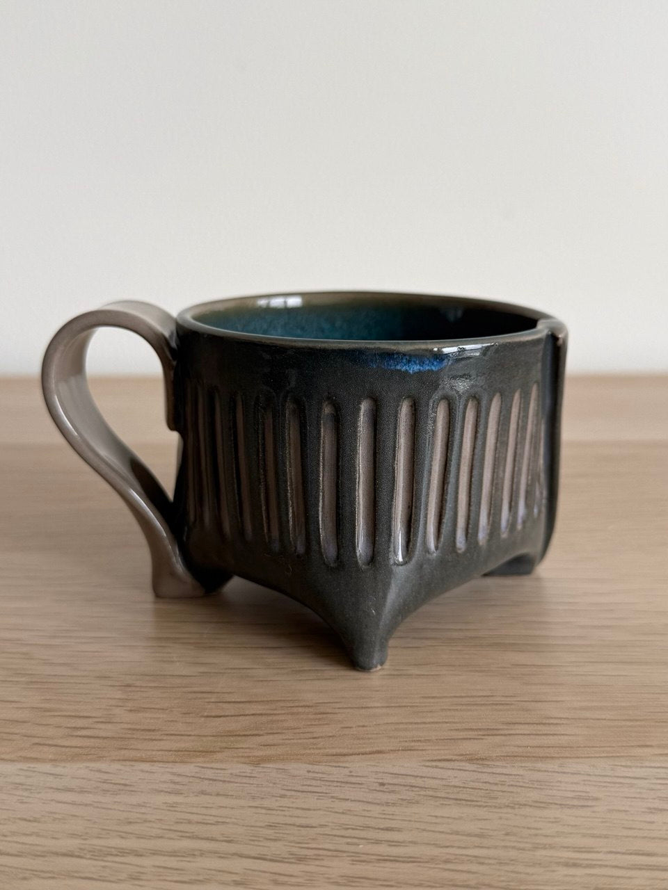 Gray/ Green Fluted Mug | 8oz