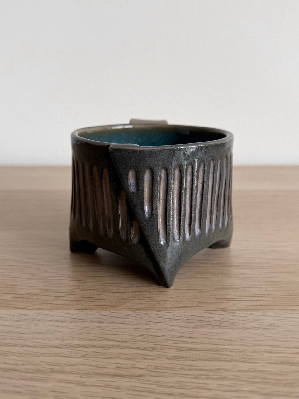 Gray/ Green Fluted Mug | 8oz