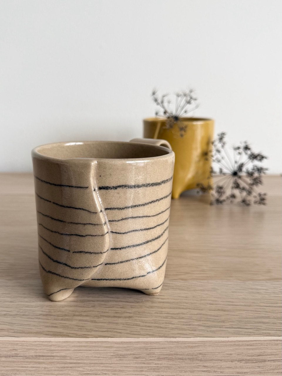 Striped Tea Cup with Handle| 10oz