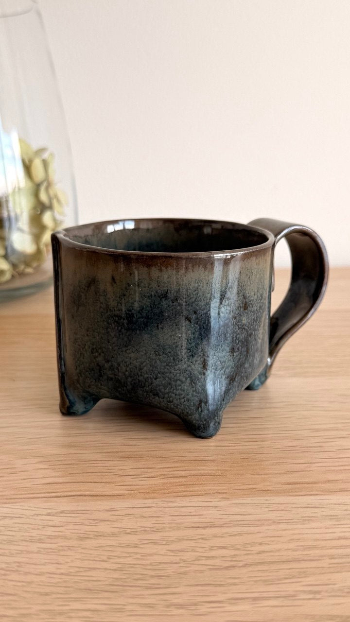 Blue Grey Yunomi Tea Cup with Handle| 7oz