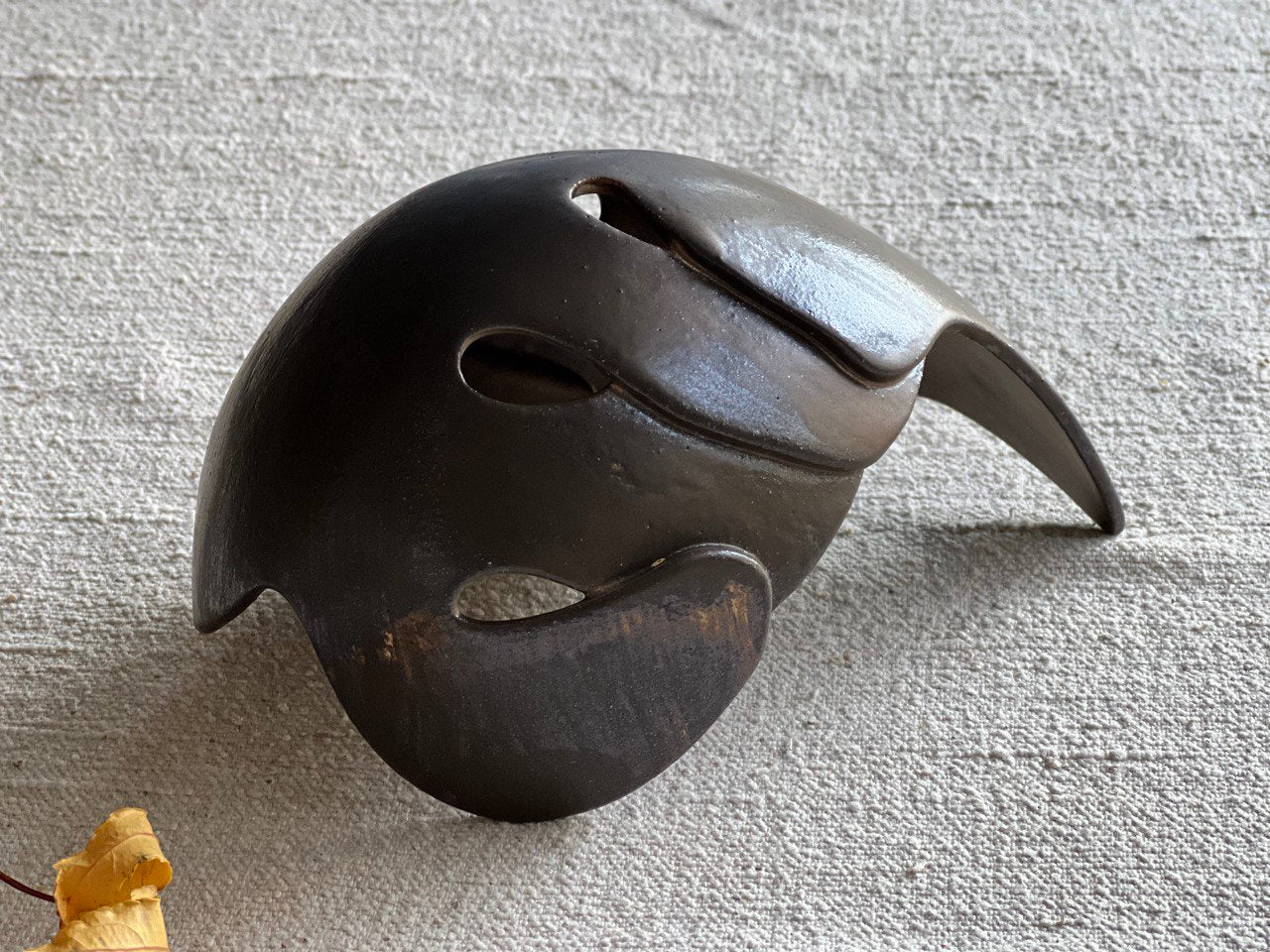 Textured Burnt Umber Leaf Decorative Bowl