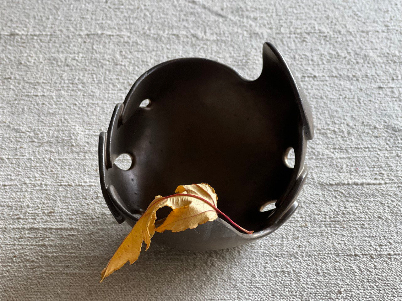 Textured Burnt Umber Leaf Decorative Bowl