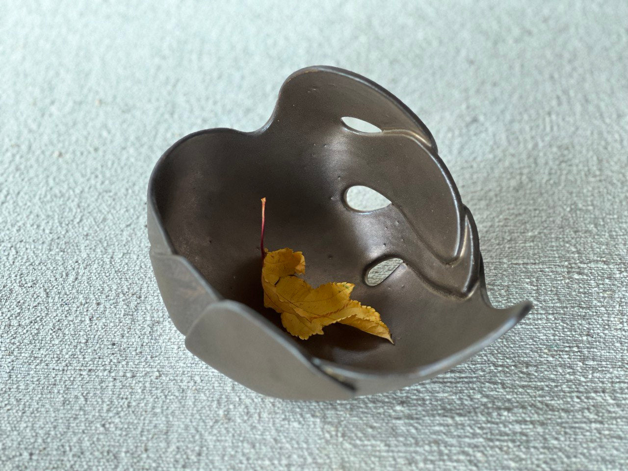 Textured Burnt Umber Leaf Decorative Bowl