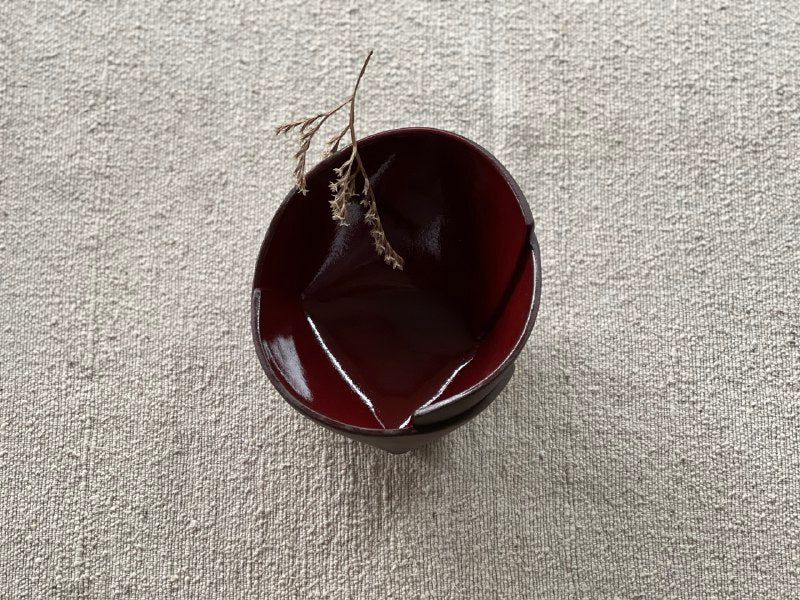 Red and Brown Stoneware Bowl